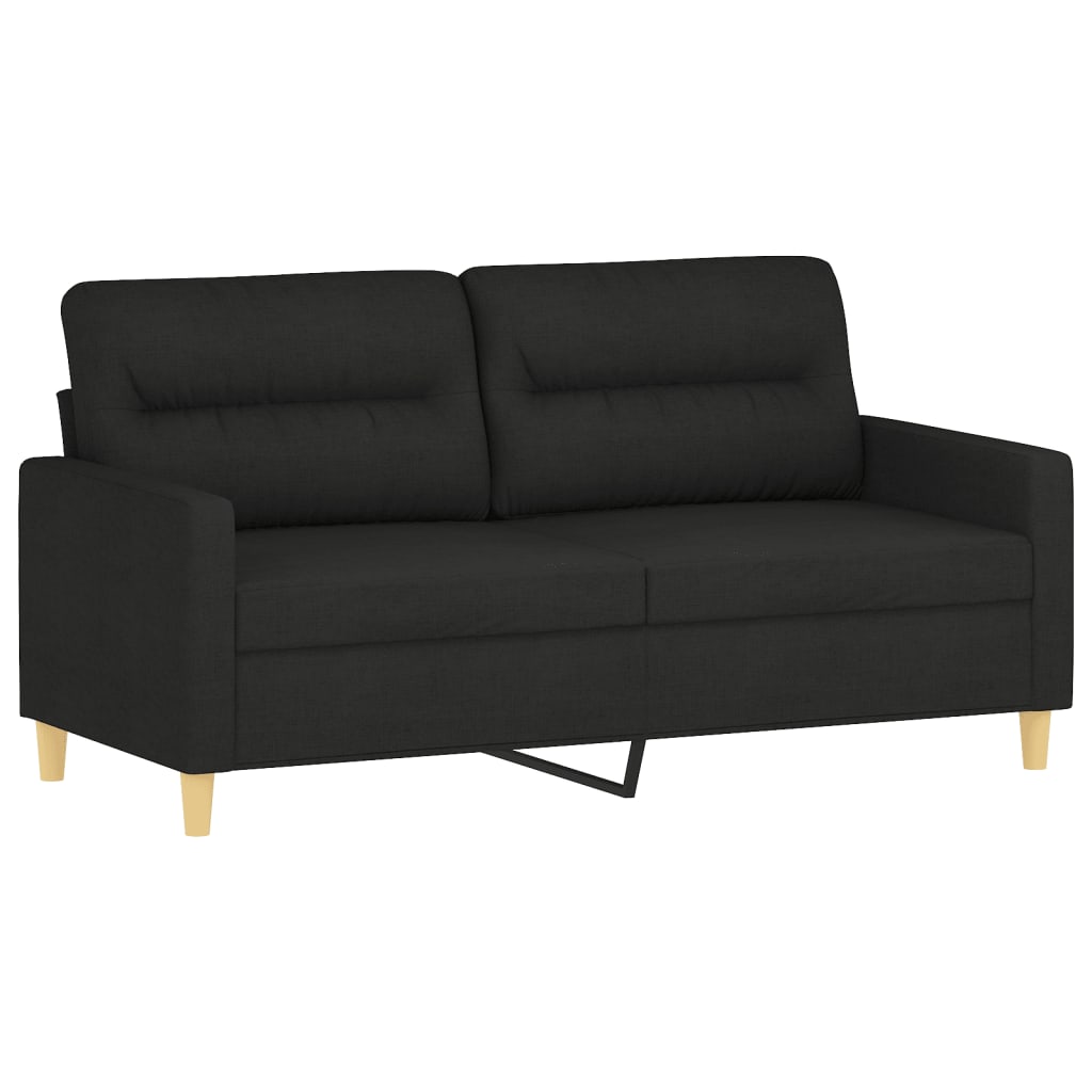 vidaXL 2 Piece Sofa Set with Cushions Black Fabric-2