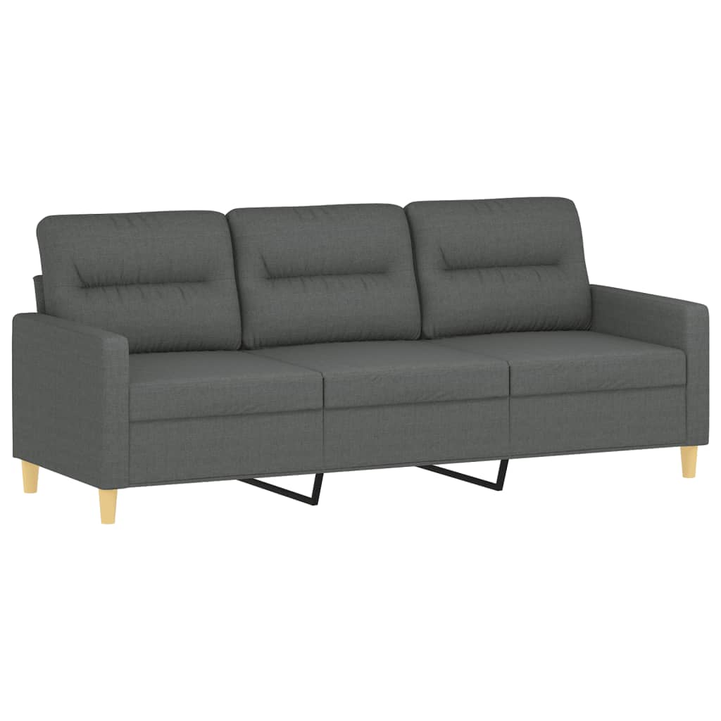 vidaXL 3 Piece Sofa Set with Cushions Dark Gray Fabric-2