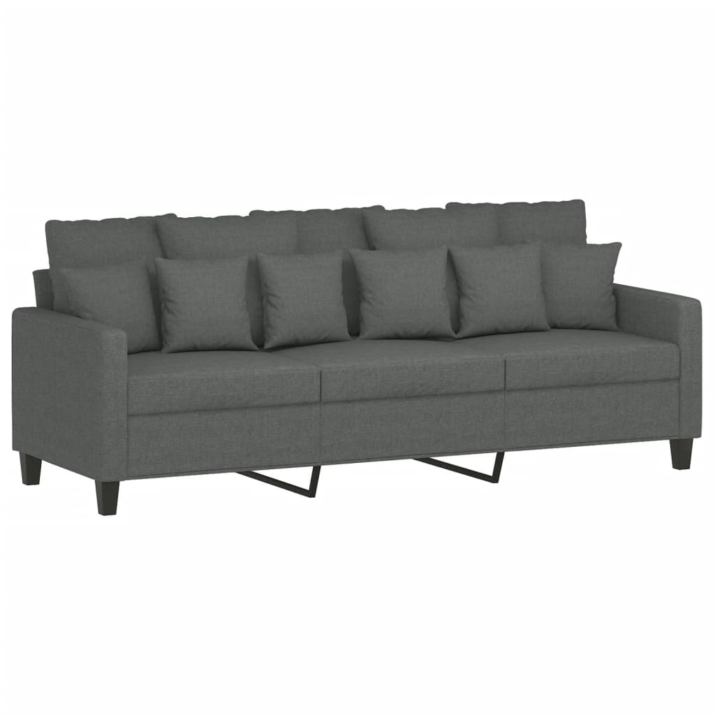 vidaXL 3 Piece Sofa Set with Pillows Dark Gray Fabric-2