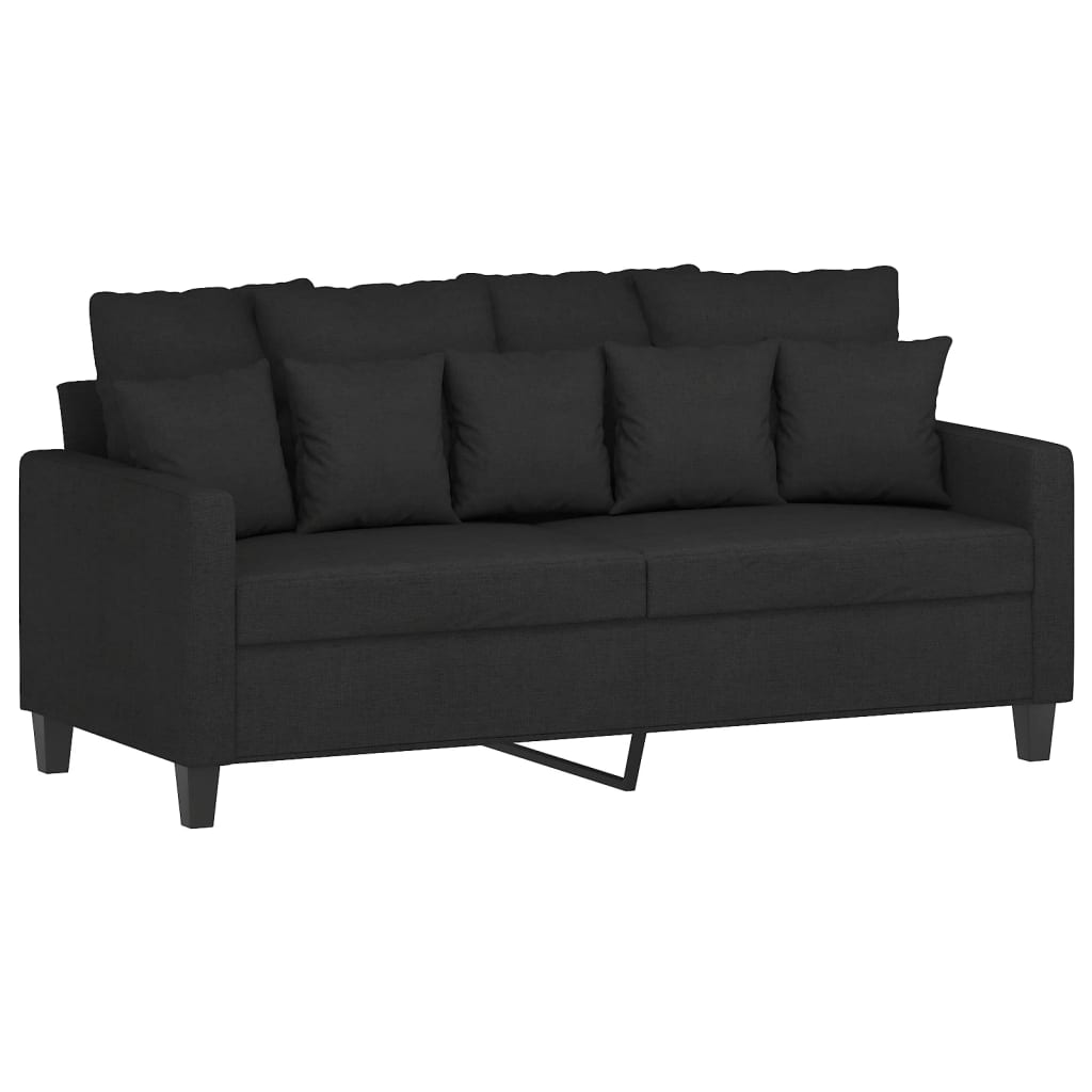 vidaXL 2 Piece Sofa Set with Cushions Black Fabric-2