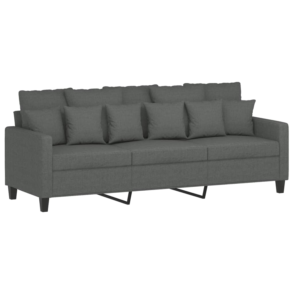 vidaXL 2 Piece Sofa Set with Cushions Dark Gray Fabric-2