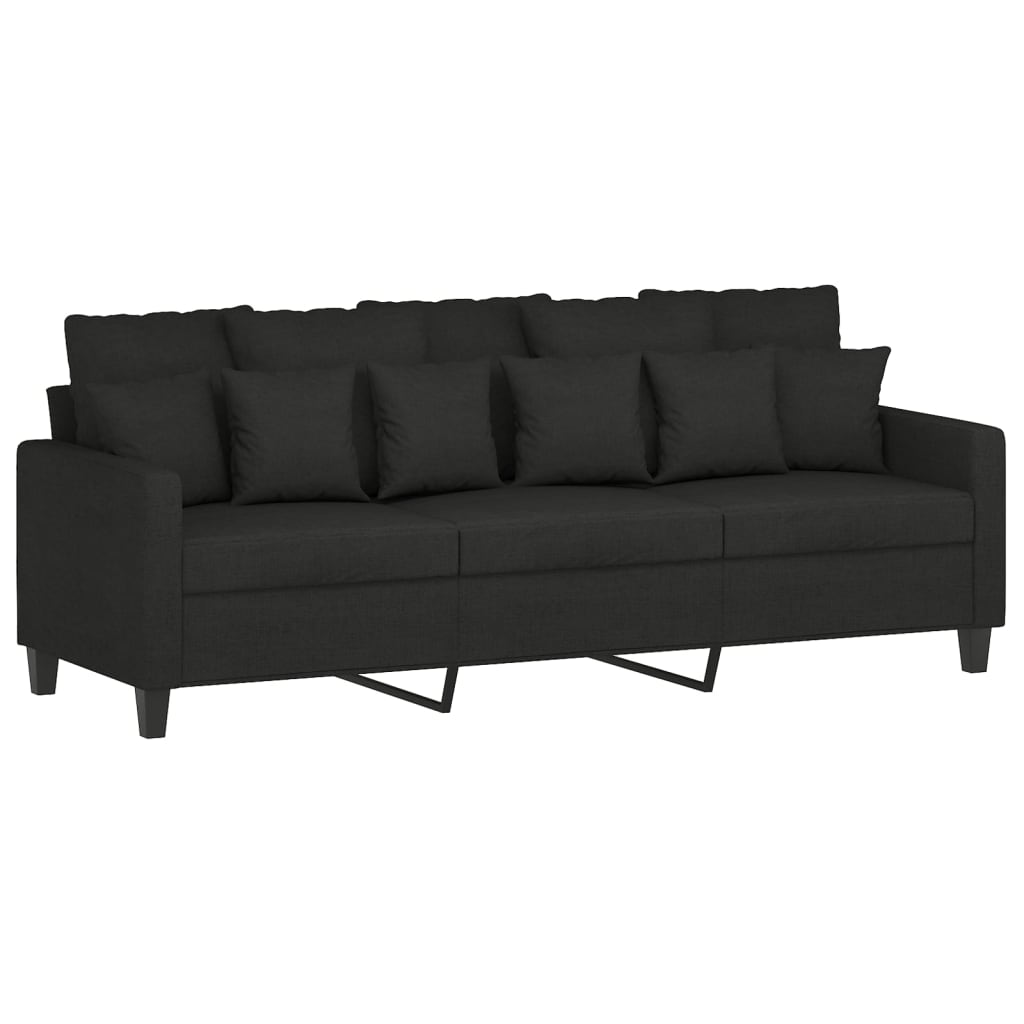 vidaXL 2 Piece Sofa Set with Cushions Black Fabric-2