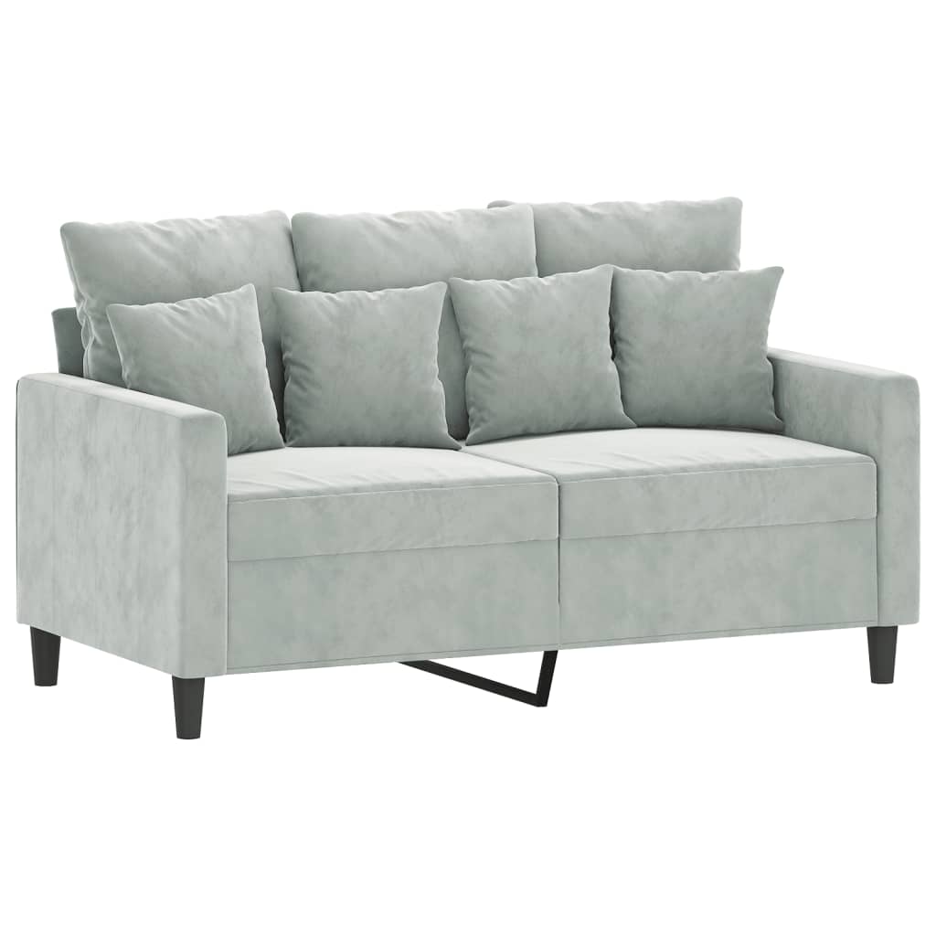 vidaXL 3 Piece Sofa Set with Cushions Light Gray Velvet-3