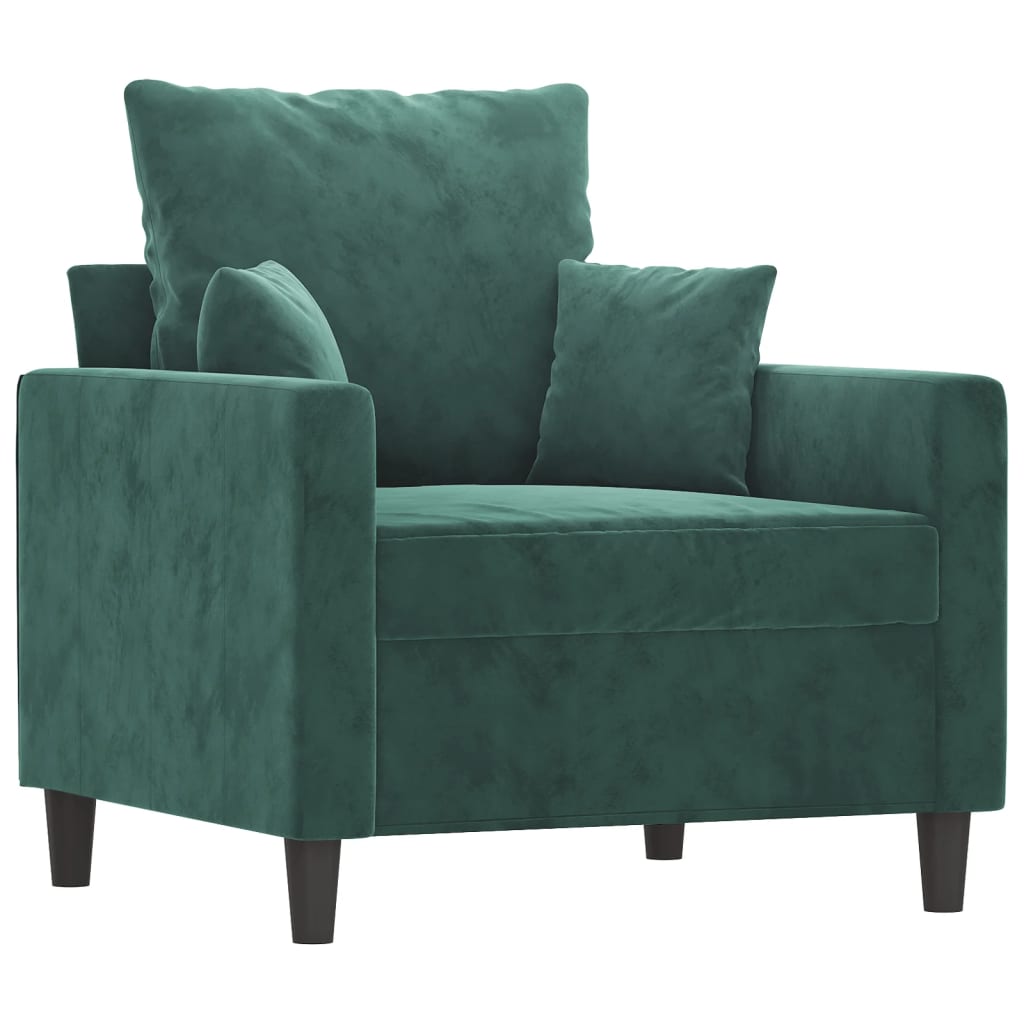 vidaXL 3 Piece Sofa Set with Cushions Dark Green Velvet-1