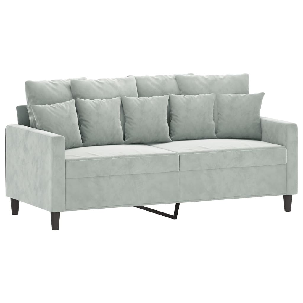 vidaXL 2 Piece Sofa Set with Cushions Light Gray Velvet-3