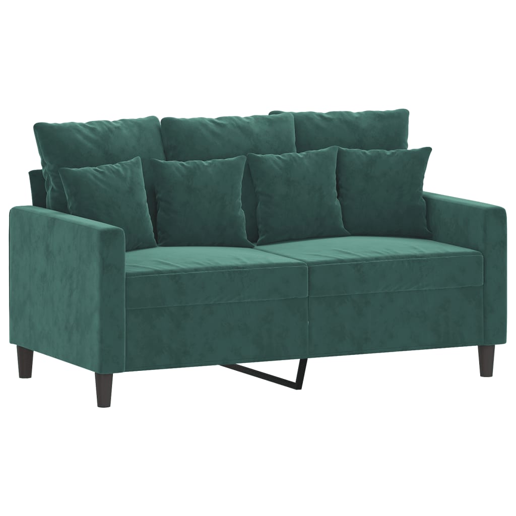 vidaXL 2 Piece Sofa Set with Cushions Dark Green Velvet-1