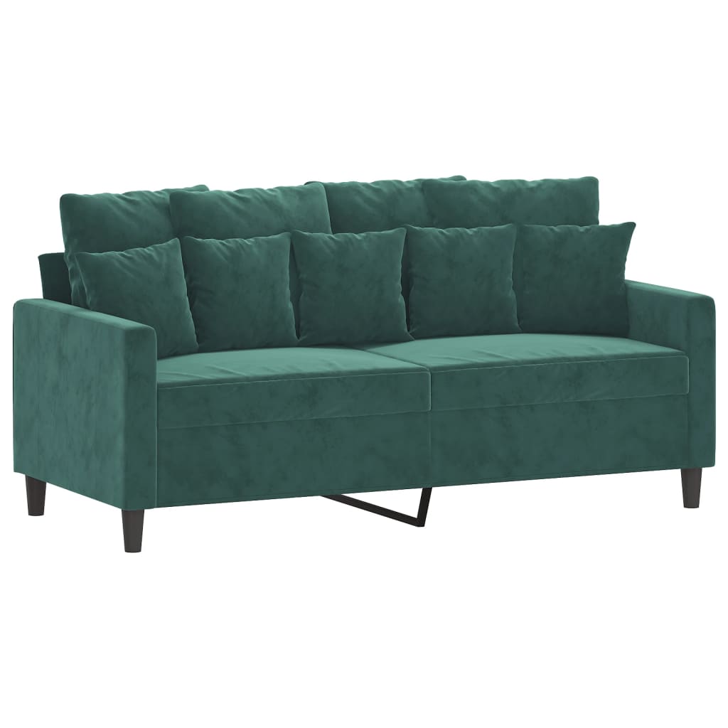 vidaXL 2 Piece Sofa Set with Cushions Dark Green Velvet-2