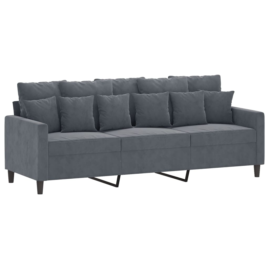 vidaXL 2 Piece Sofa Set with Cushions Dark Gray Velvet-2