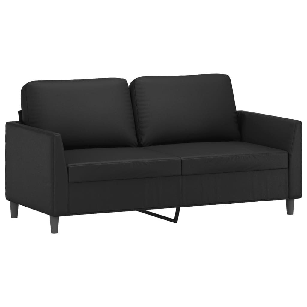 vidaXL 2 Piece Sofa Set with Cushions Black Faux Leather-2