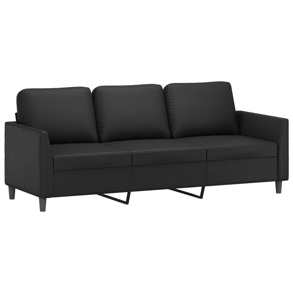 vidaXL 2 Piece Sofa Set with Cushions Black Faux Leather-2