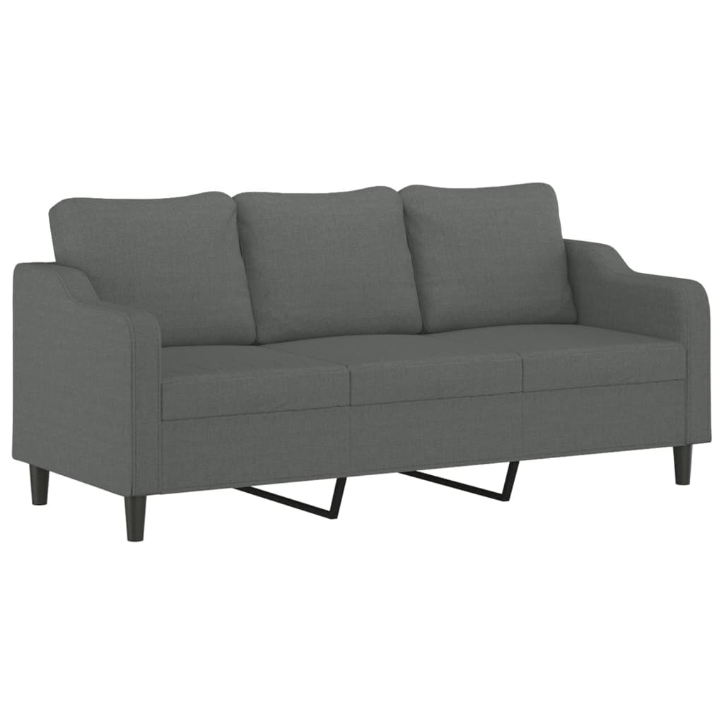 vidaXL 3 Piece Sofa Set with Cushions Dark Gray Fabric-3