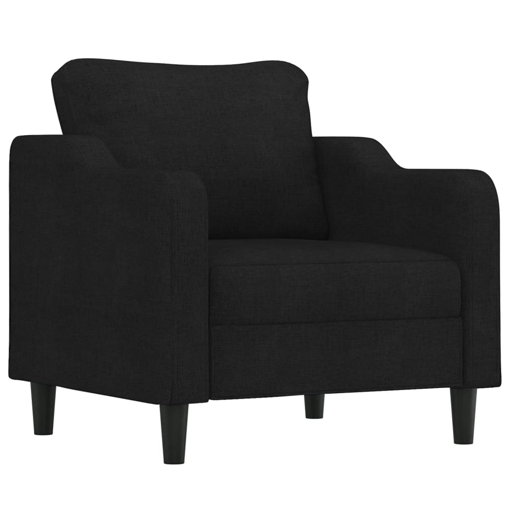 vidaXL 3 Piece Sofa Set with Cushions Black Fabric-1