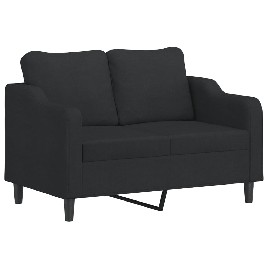 vidaXL 3 Piece Sofa Set with Cushions Black Fabric-2