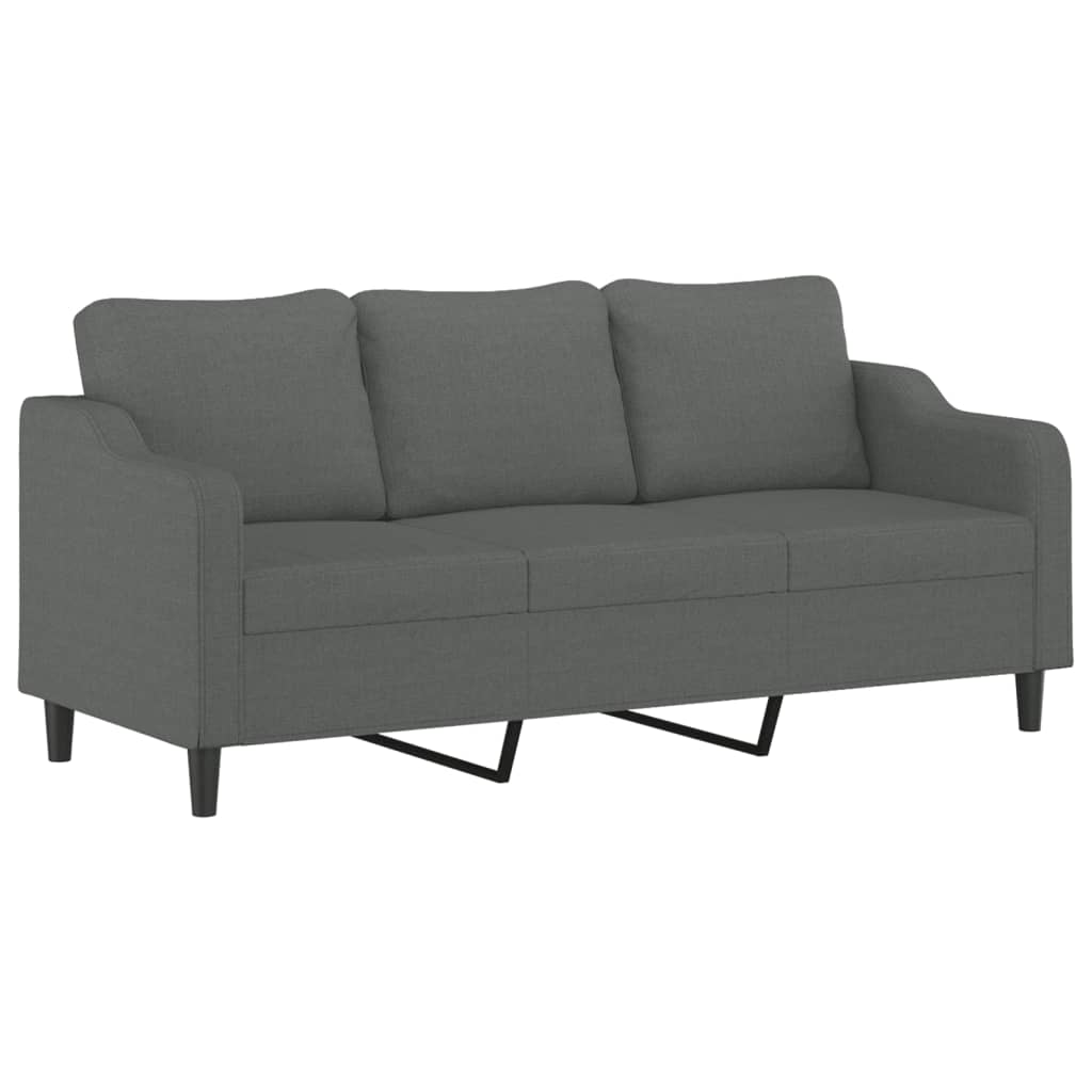 vidaXL 4 Piece Sofa Set with Cushions Dark Gray Fabric-3