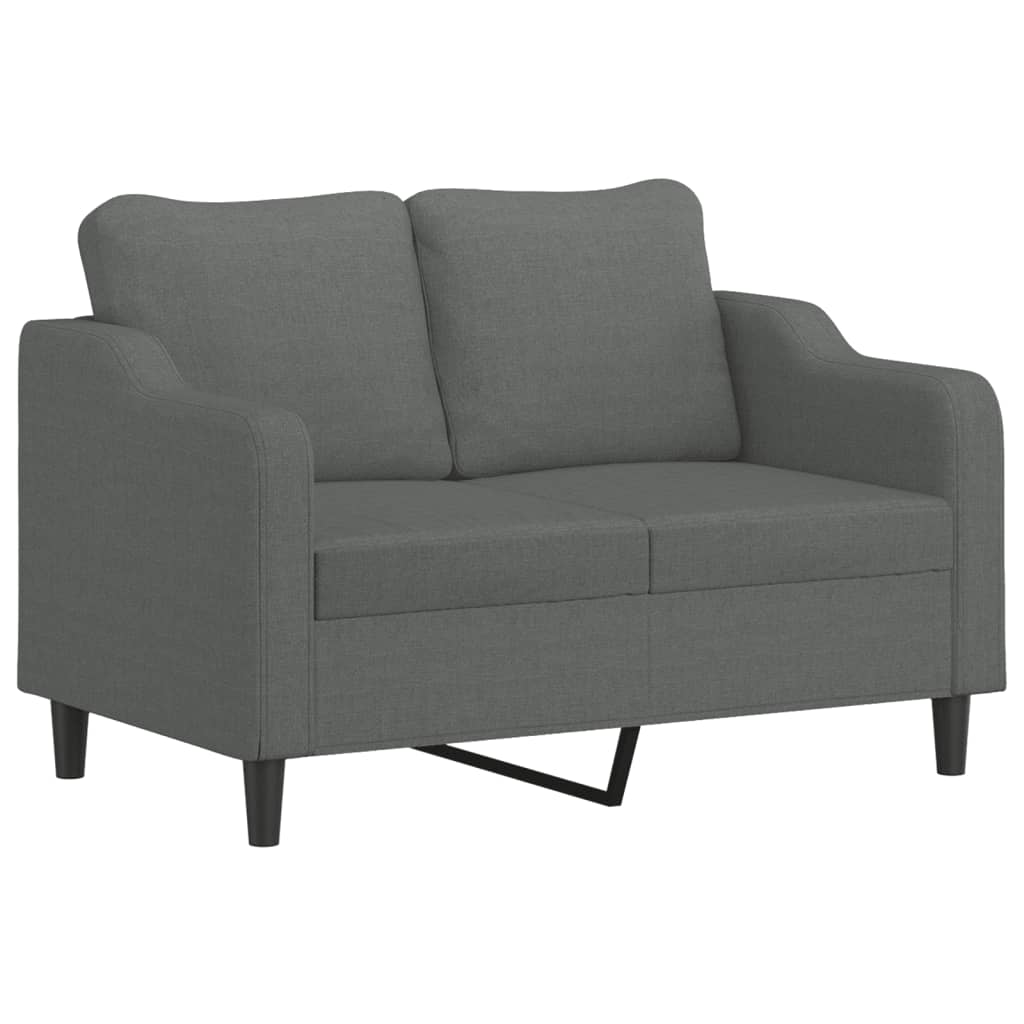 vidaXL 2 Piece Sofa Set with Cushions Dark Gray Fabric-1