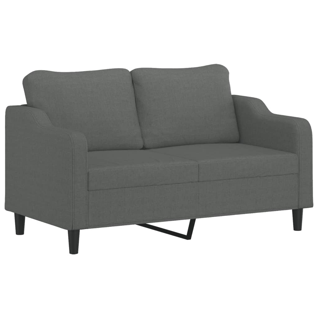 vidaXL 2 Piece Sofa Set with Cushions Dark Gray Fabric-2