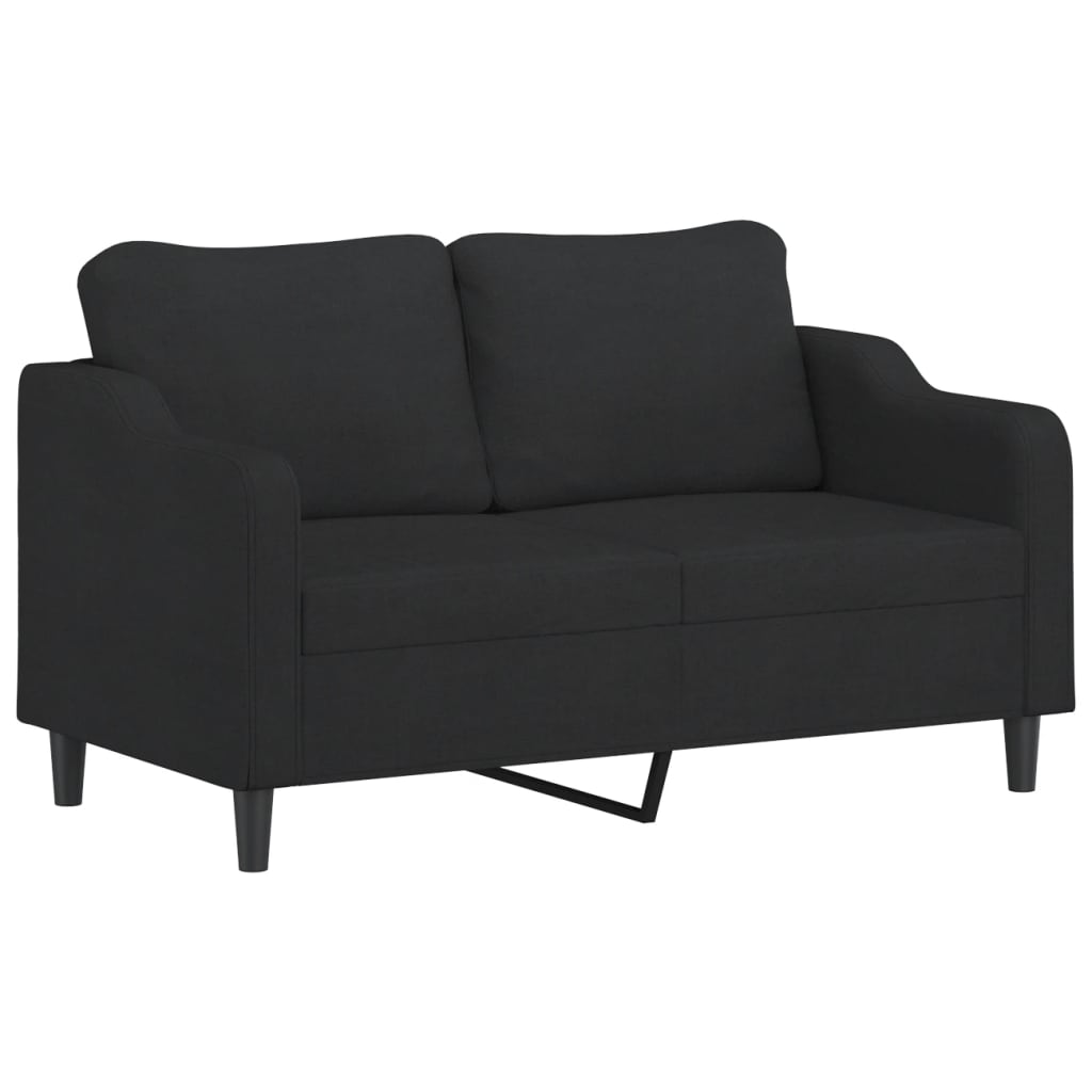 vidaXL 2 Piece Sofa Set with Cushions Black Fabric-2