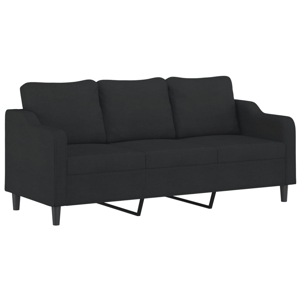 vidaXL 2 Piece Sofa Set with Cushions Black Fabric-2