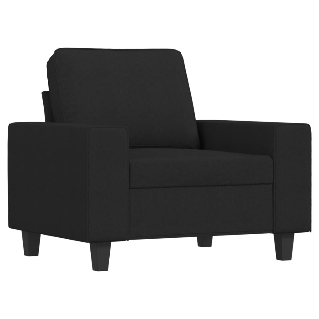 vidaXL 3 Piece Sofa Set Black Fabric-1