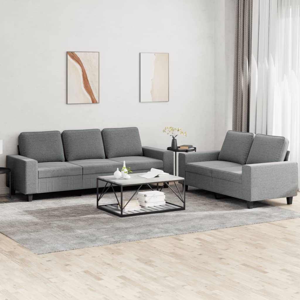 vidaXL 2 Piece Sofa Set Dark Gray Fabric-0