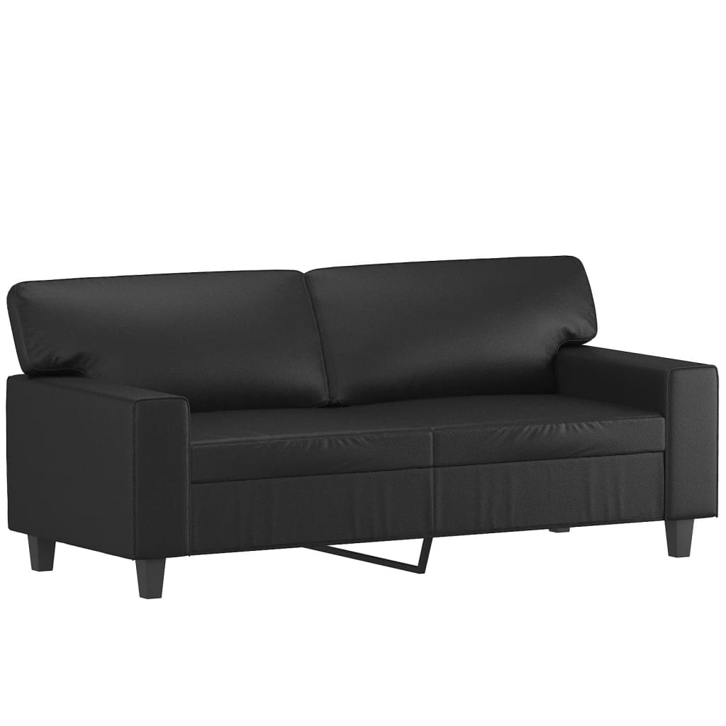 vidaXL 3 Piece Sofa Set Black Faux Leather-2