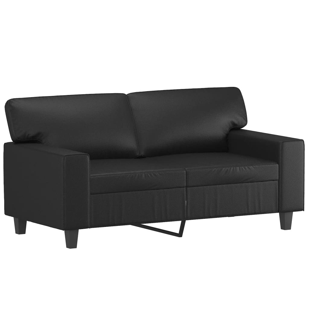 vidaXL 2 Piece Sofa Set with Pillows Black Faux Leather-1