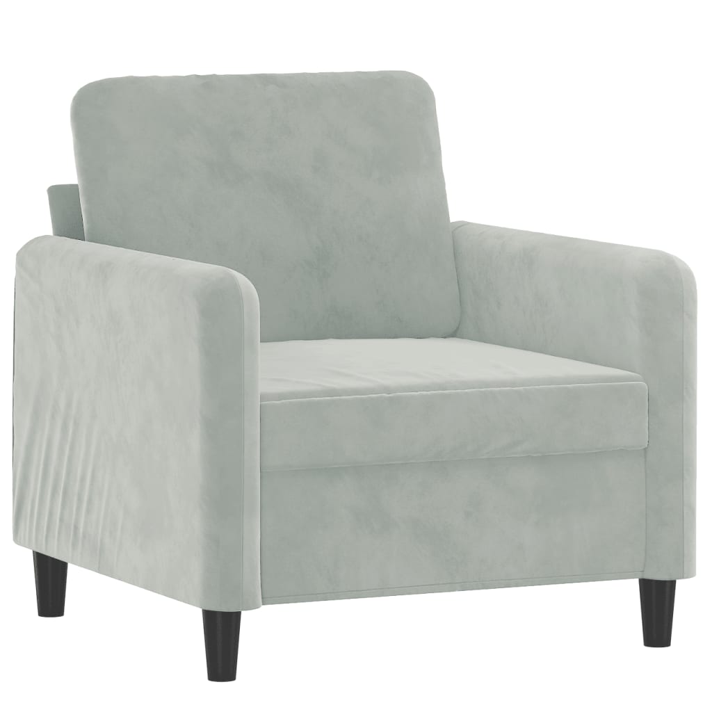 vidaXL 3 Piece Sofa Set Light Gray Velvet-1