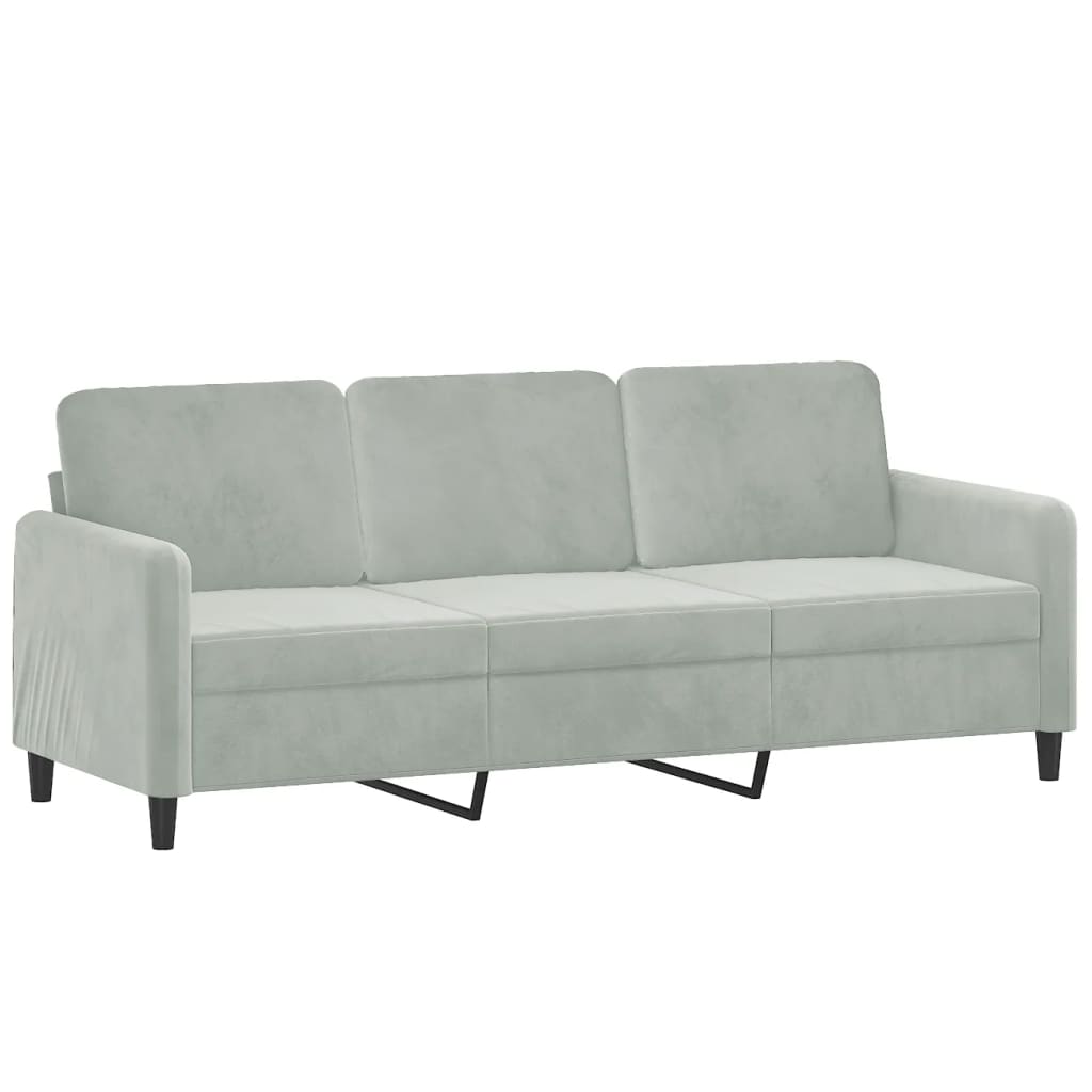 vidaXL 3 Piece Sofa Set Light Gray Velvet-3