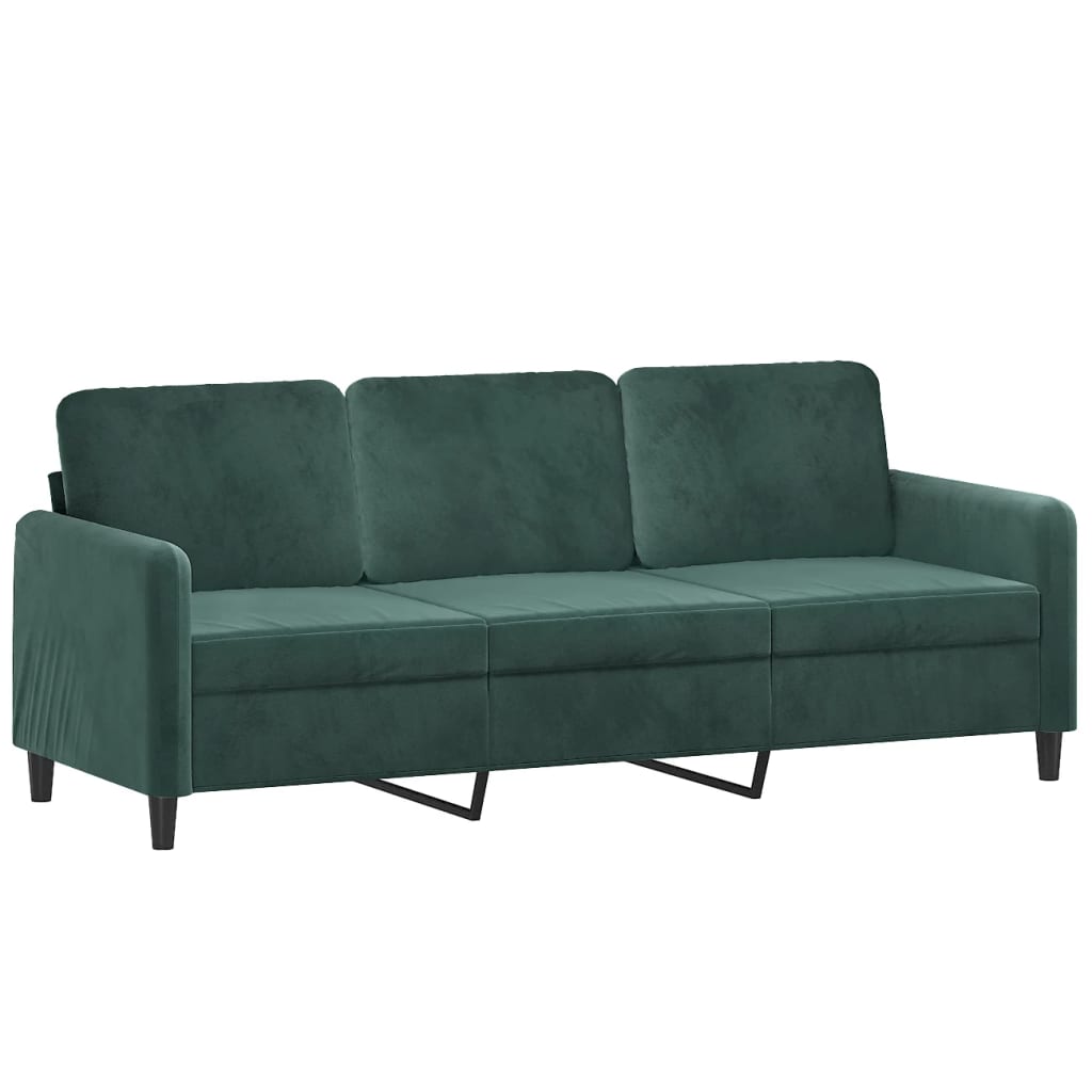 vidaXL 3 Piece Sofa Set Dark Green Velvet-3