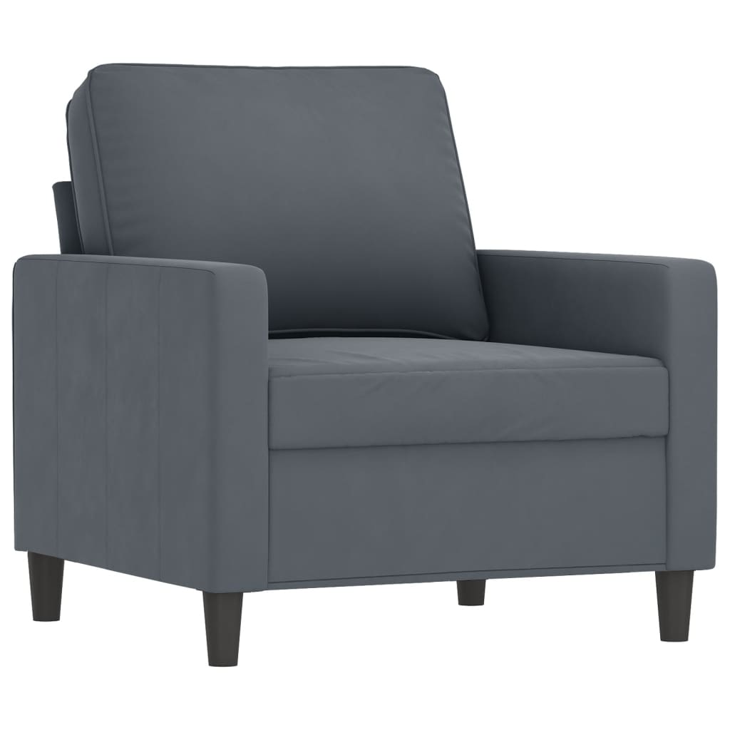 vidaXL 3 Piece Sofa Set with Pillows Dark Gray Velvet-1