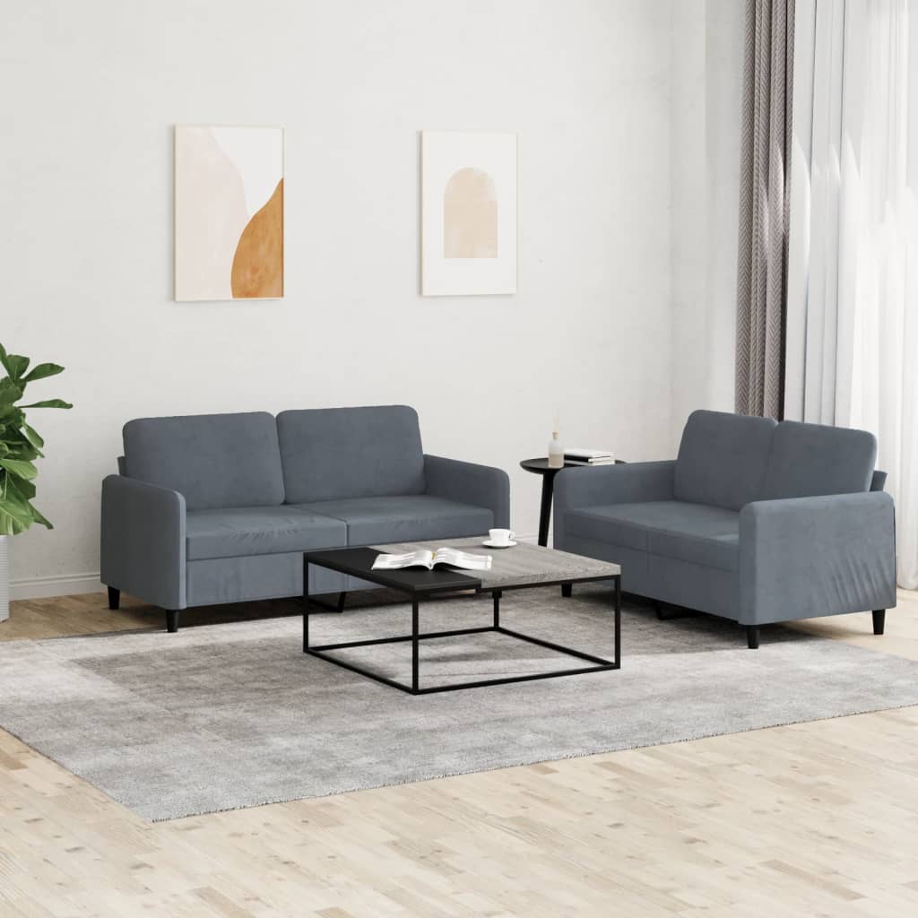 vidaXL 2 Piece Sofa Set Dark Gray Velvet-0