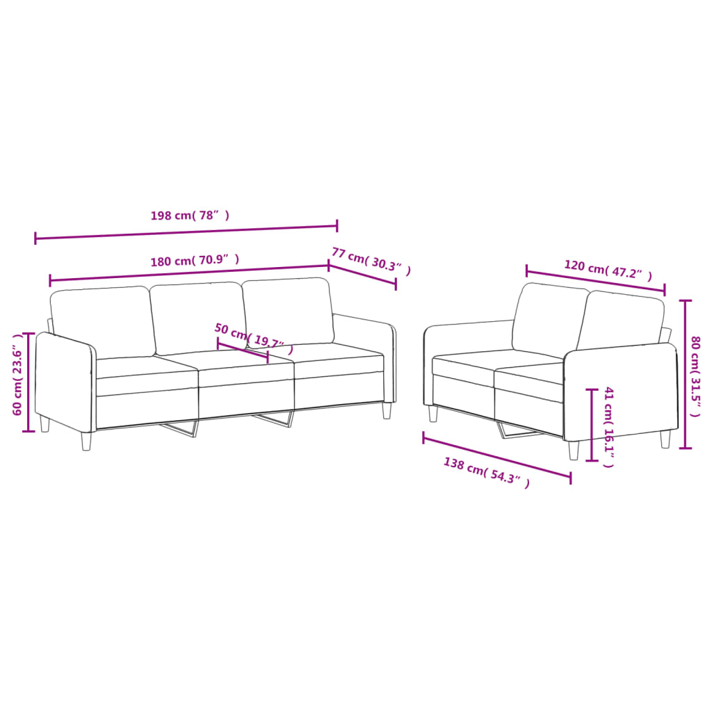 vidaXL 2 Piece Sofa Set Dark Green Velvet-5