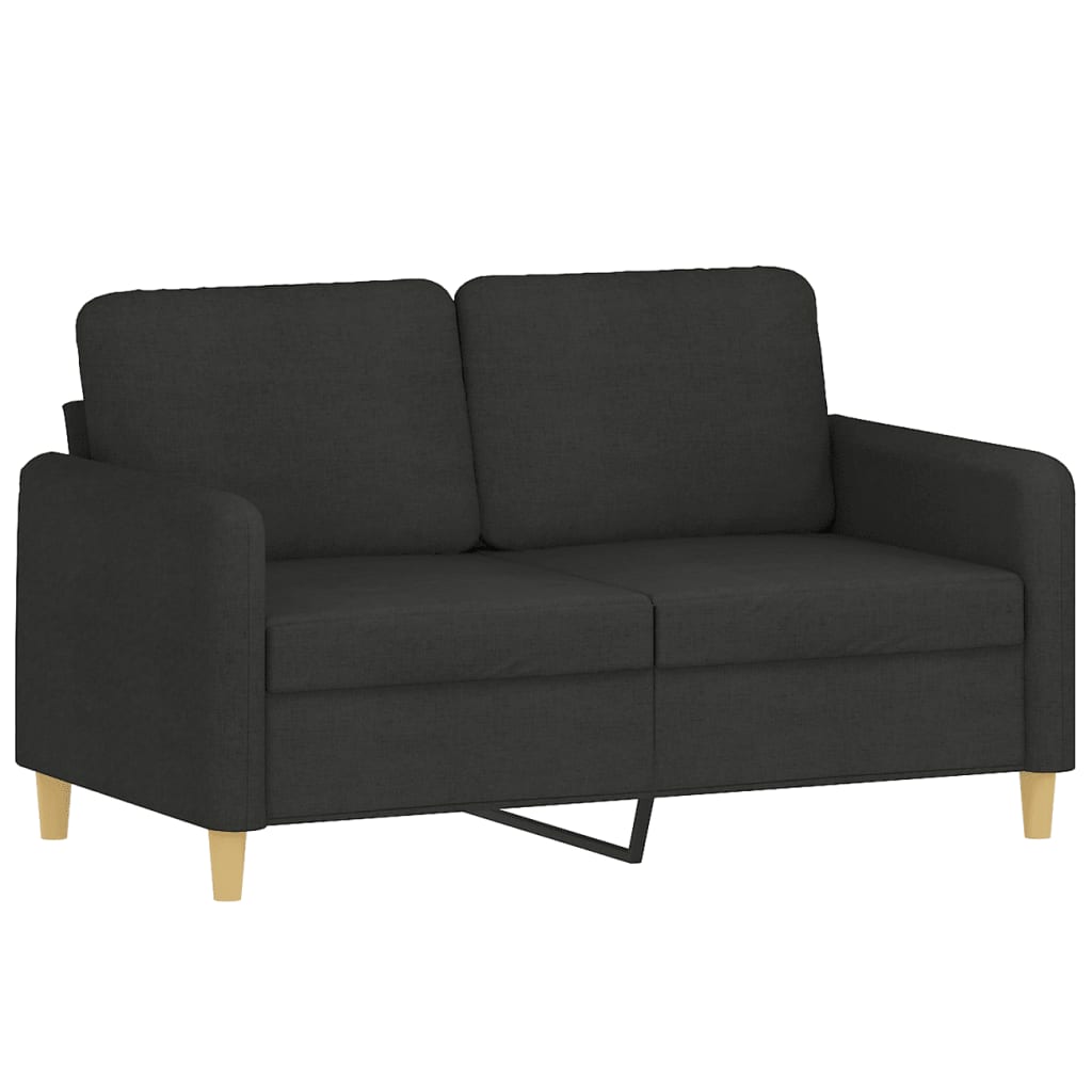 vidaXL 3 Piece Sofa Set with Cushions Black Fabric-2