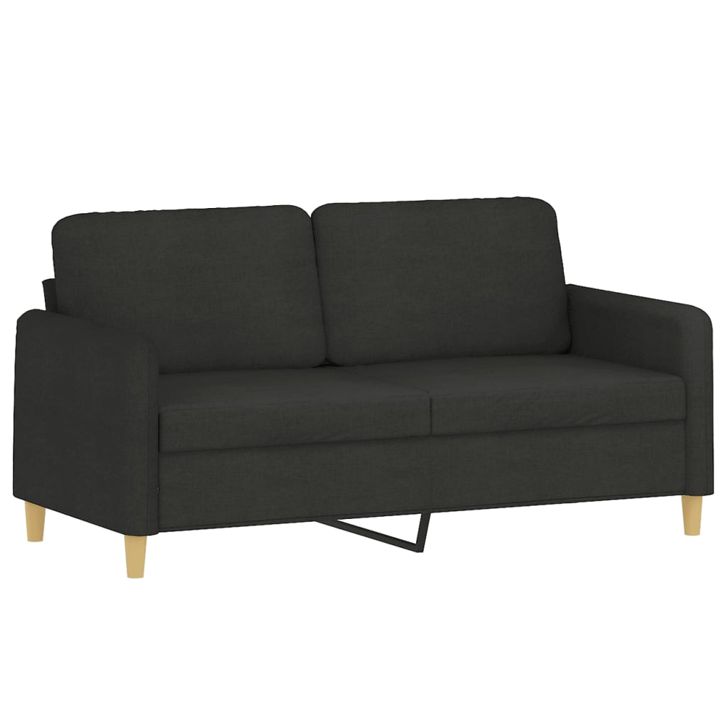 vidaXL 2 Piece Sofa Set with Cushions Black Fabric-2