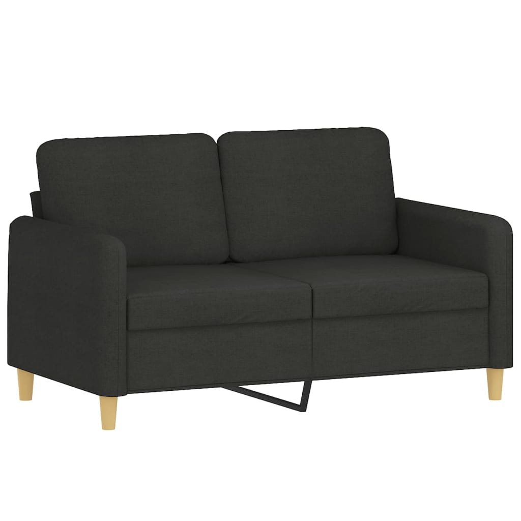 vidaXL 2 Piece Sofa Set with Cushions Black Fabric-1