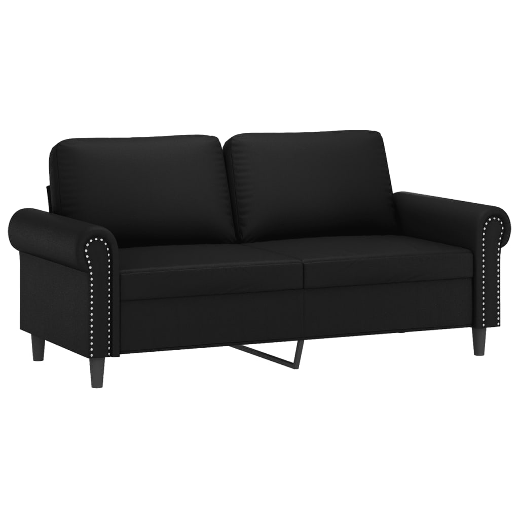 vidaXL 2 Piece Sofa Set with Cushions Black Faux Leather-3