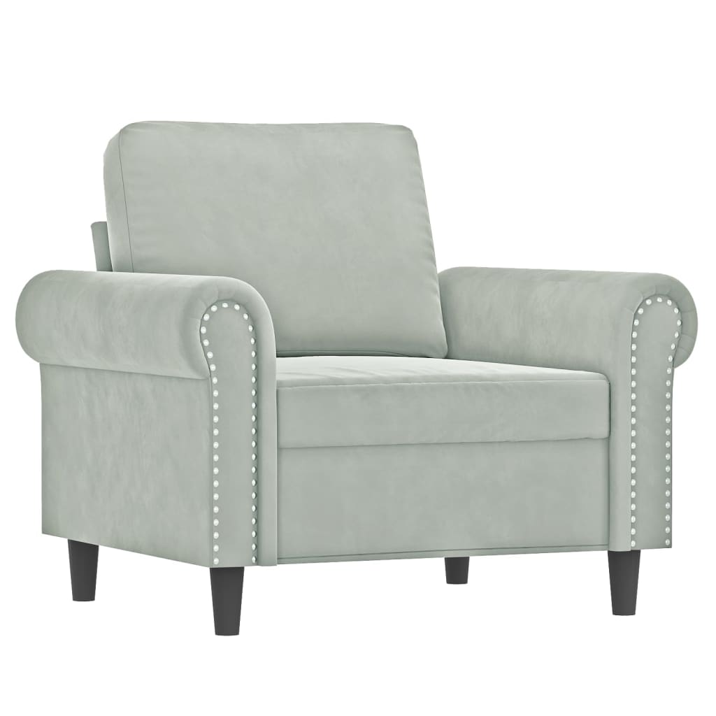 vidaXL 3 Piece Sofa Set with Cushions Light Gray Velvet-1