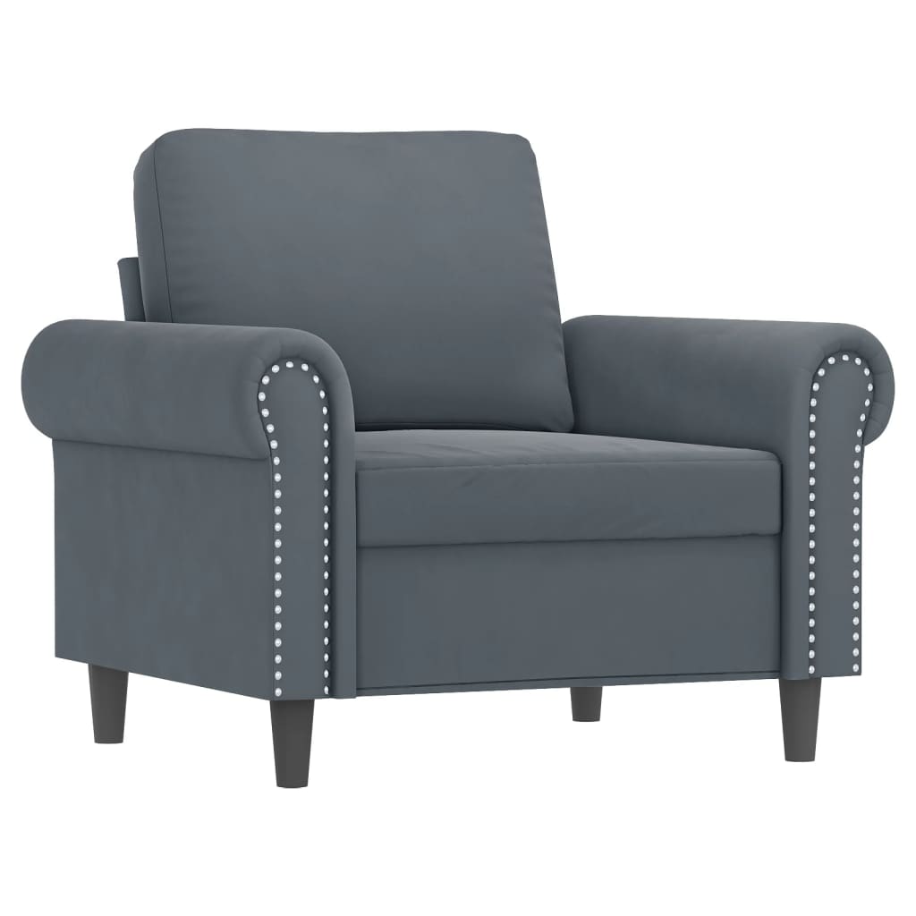 vidaXL 3 Piece Sofa Set with Cushions Dark Gray Velvet-1