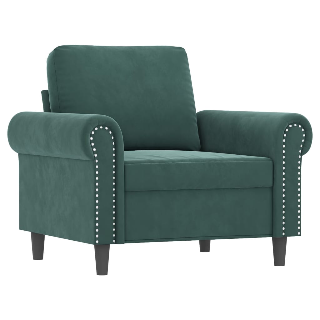 vidaXL 3 Piece Sofa Set with Cushions Dark Green Velvet-1