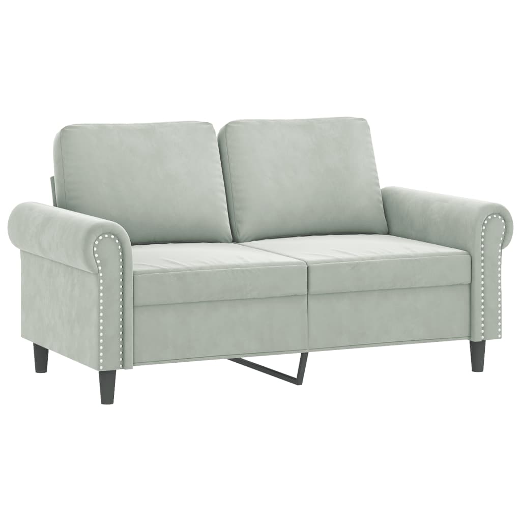 vidaXL 3 Piece Sofa Set with Pillows Light Gray Velvet-2