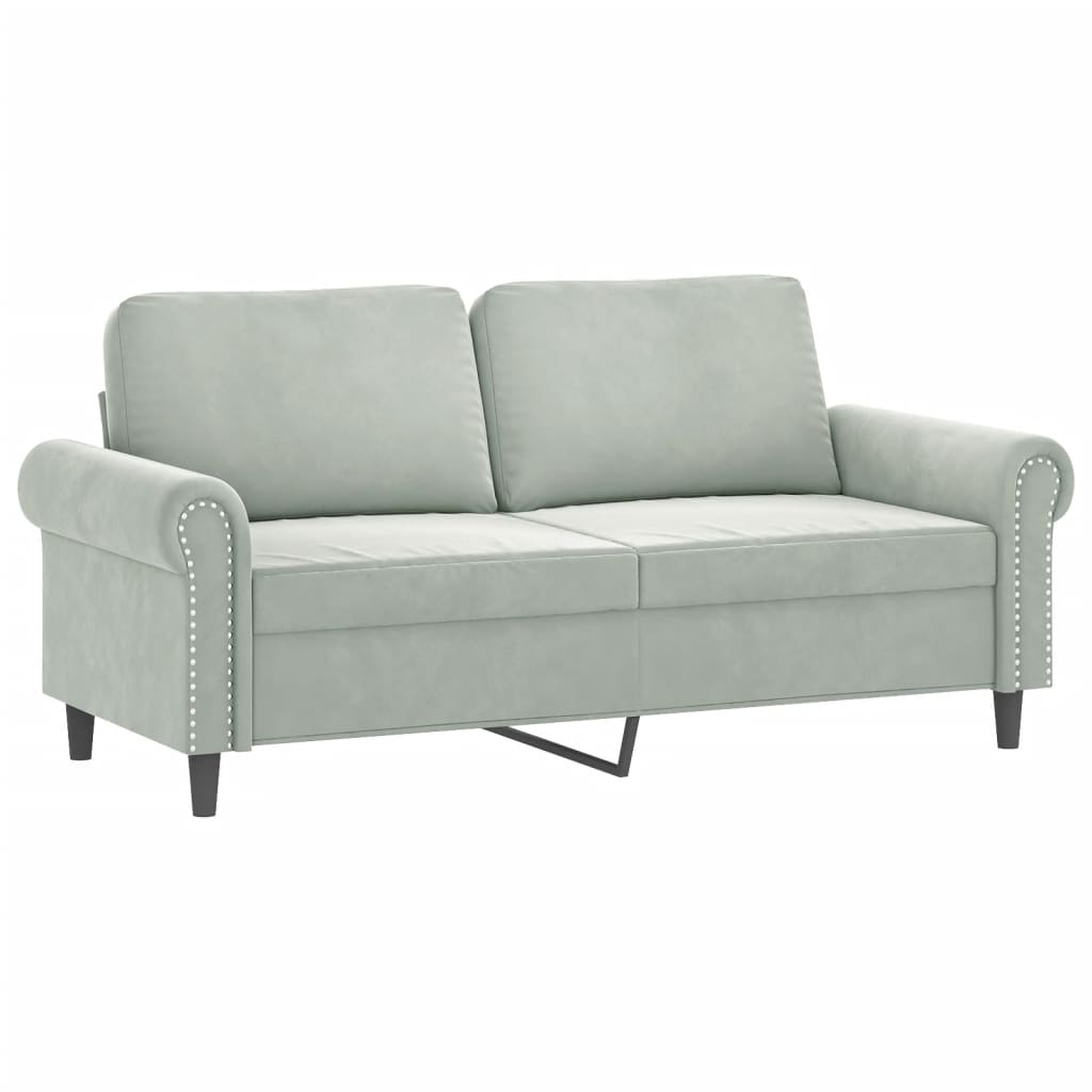 vidaXL 2 Piece Sofa Set with Pillows Light Gray Velvet-2