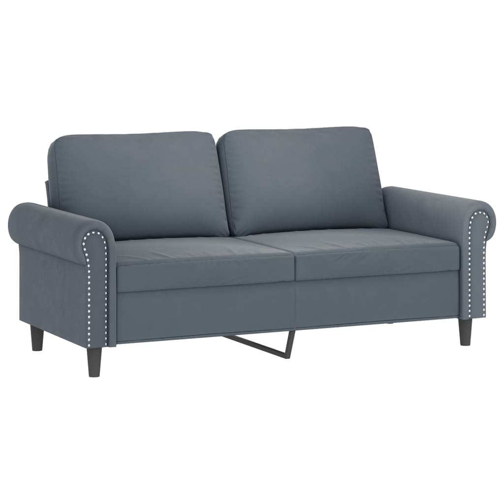 vidaXL 2 Piece Sofa Set with Pillows Dark Gray Velvet-2