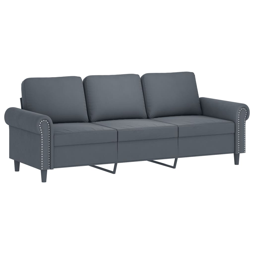 vidaXL 2 Piece Sofa Set with Cushions Dark Gray Velvet-2