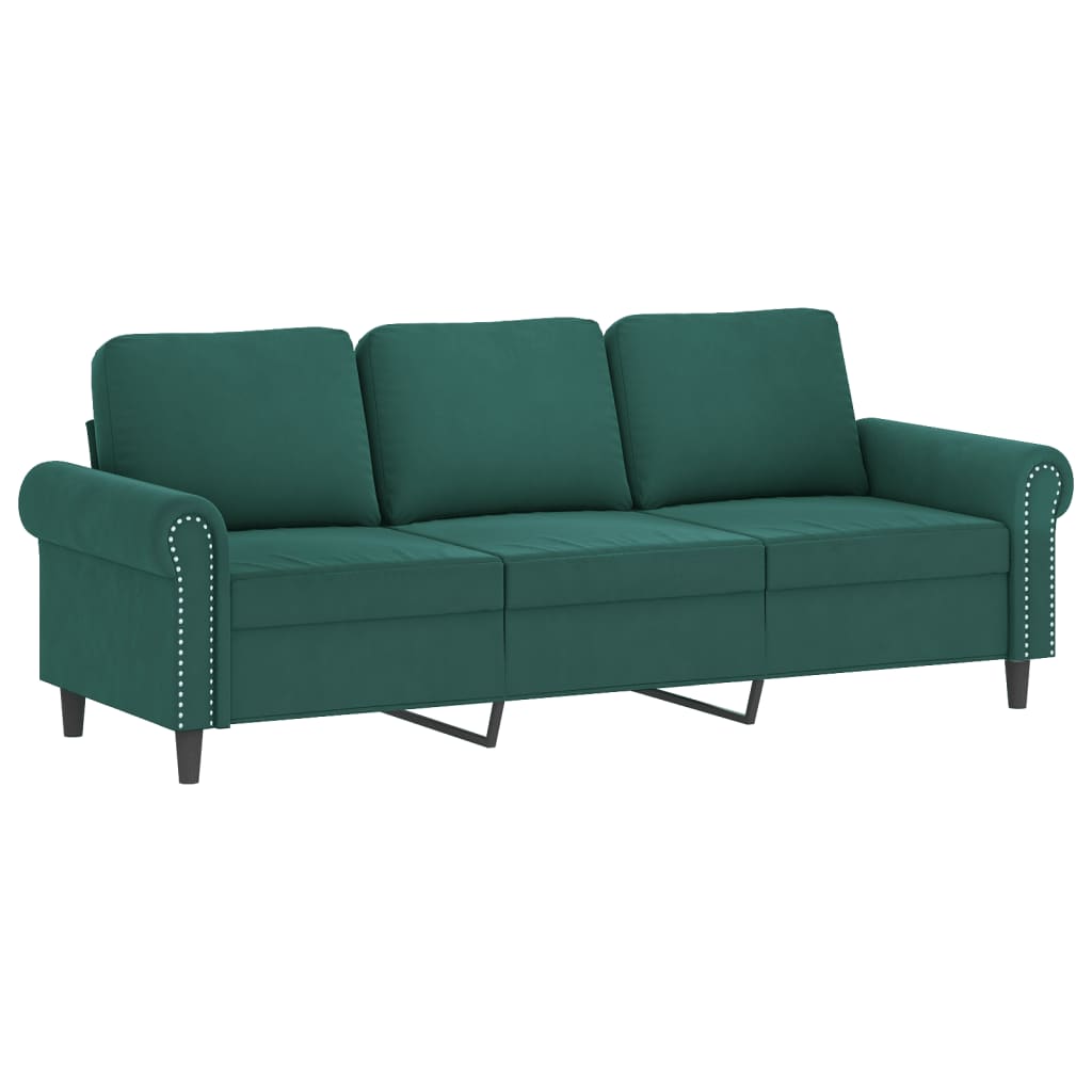 vidaXL 2 Piece Sofa Set with Cushions Dark Green Velvet-2