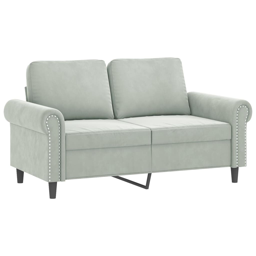 vidaXL 2 Piece Sofa Set with Pillows Light Gray Velvet-2