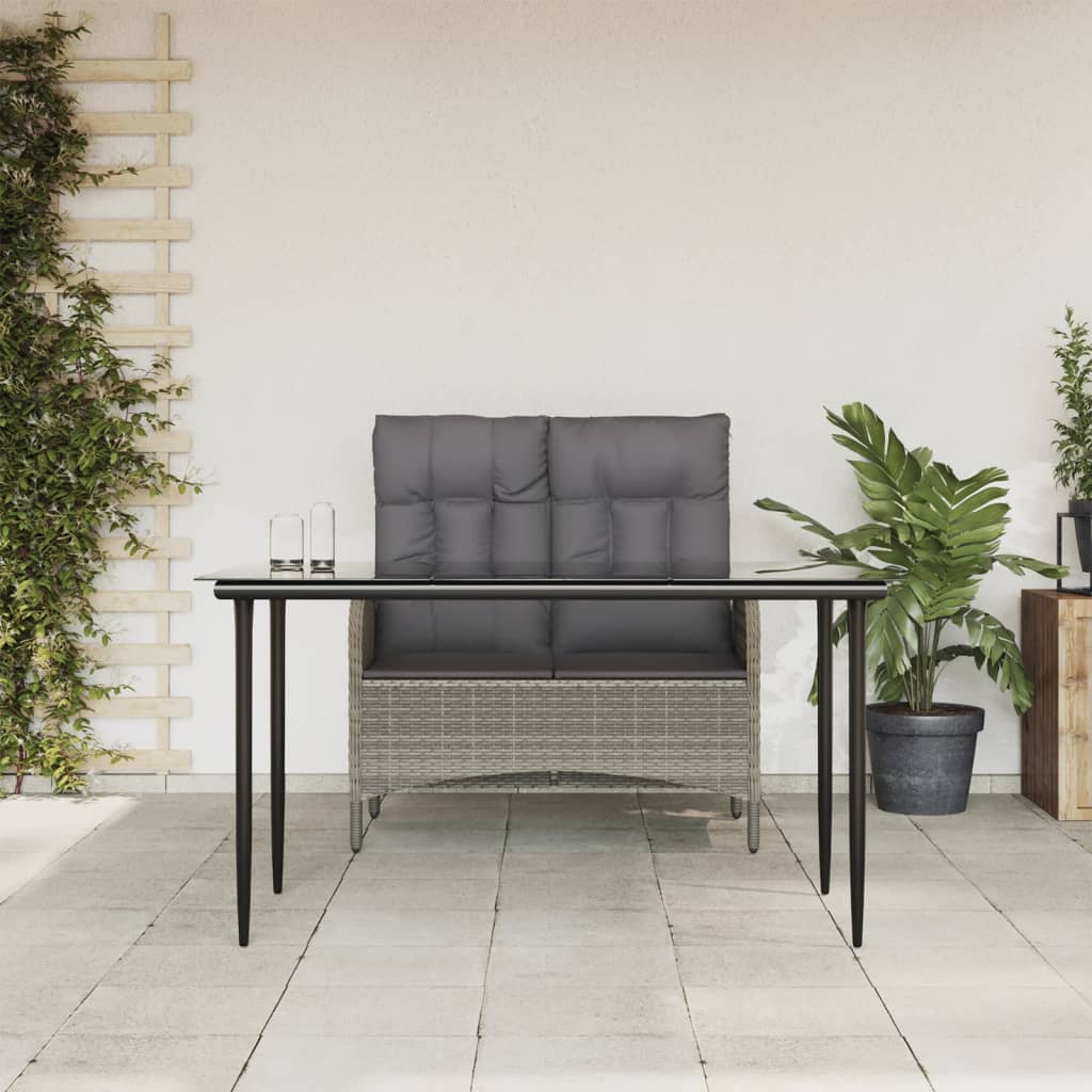 vidaXL 2 Piece Patio Dining Set with Cushions Gray Poly Rattan-0