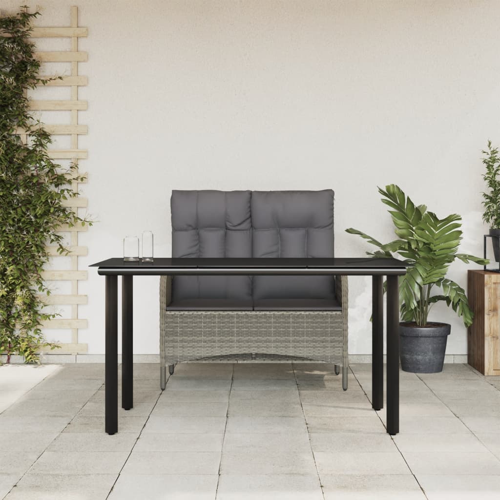 vidaXL 2 Piece Patio Dining Set with Cushions Gray Poly Rattan-0