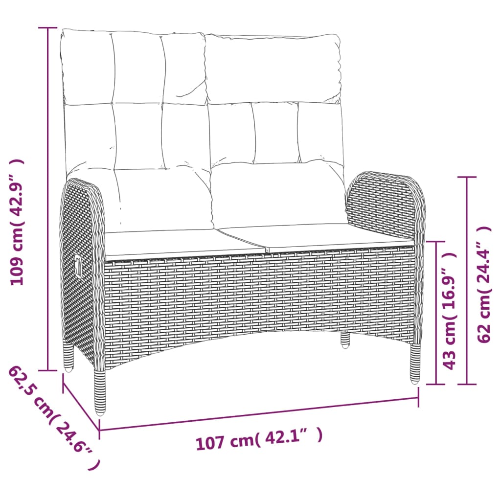 vidaXL 2 Piece Patio Dining Set with Cushions Gray Poly Rattan-1