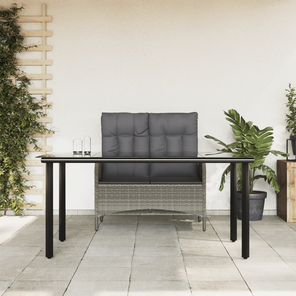 vidaXL 2 Piece Patio Dining Set with Cushions Gray Poly Rattan-0