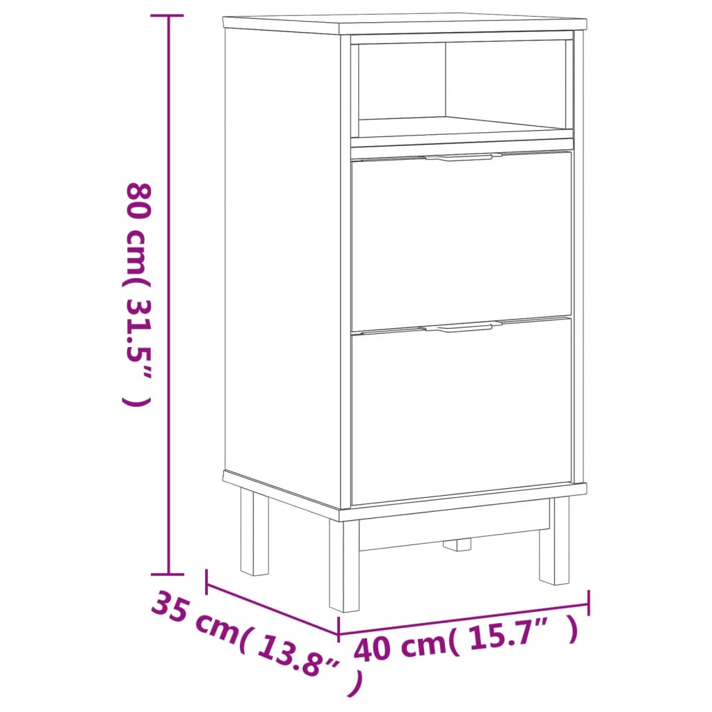 vidaXL Bedside Cabinet FLAM 15.7"x13.8"x31.5" Solid Wood Pine-7